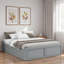 Structure de lit plateforme en bois avec 6 tiroirs, gris