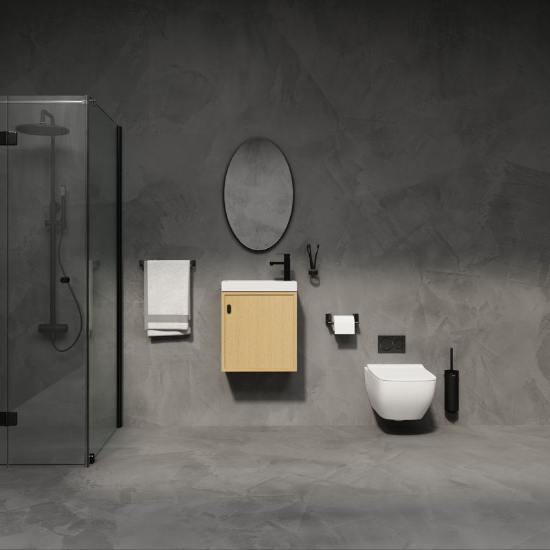 18.5" Compact Wall-mounted Bathroom Vanity With Integrated Sink For Powder Rooms, Beige