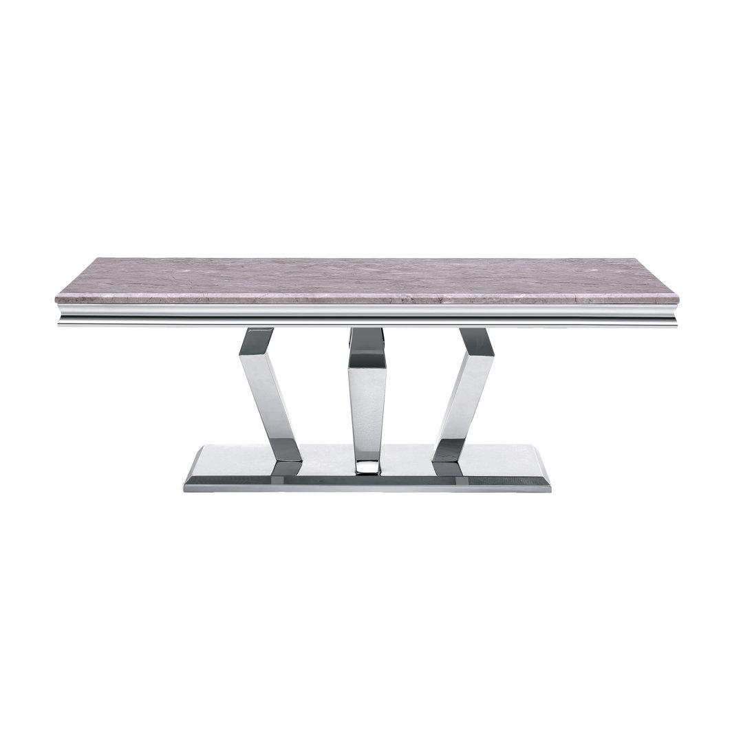 Elliann Silver Gray Coffee Table with Four Metal Geometric Legs and 48‘’ Gray High Gloss top Orren Ellis