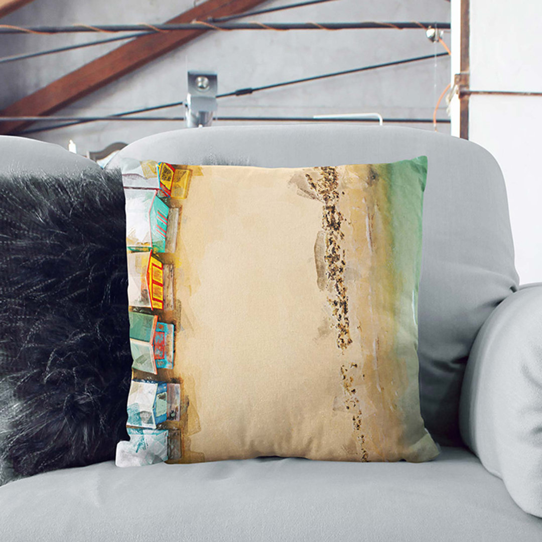 Beach Huts on Brighton Beach Cushion with Filling