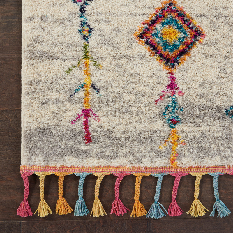Tapis crème Lucina Tribal Bohemian, Rectangle 2 pi 2 po x 4 pi