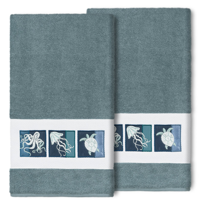 Ensemble de serviettes de bain en coton turc 2 pièces AVA, Bleu sarcelle