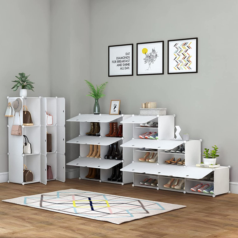 32 Pair Shoe Rack, White