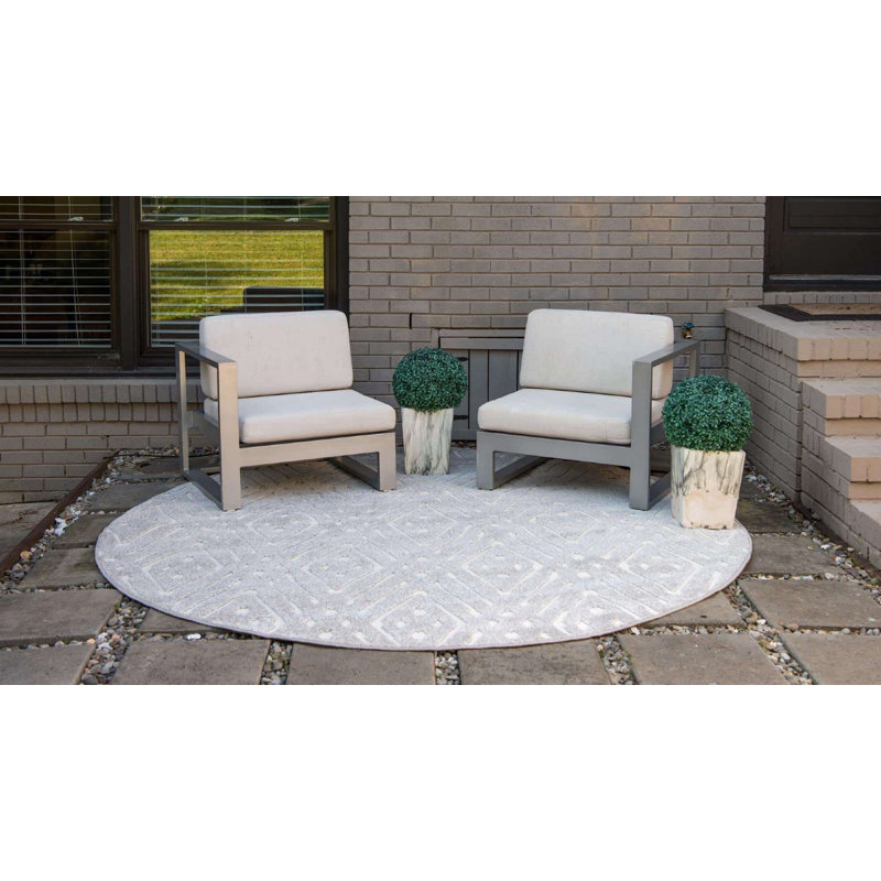 Tapis d'extérieur couleur granit Claudia, Rond 8 pi