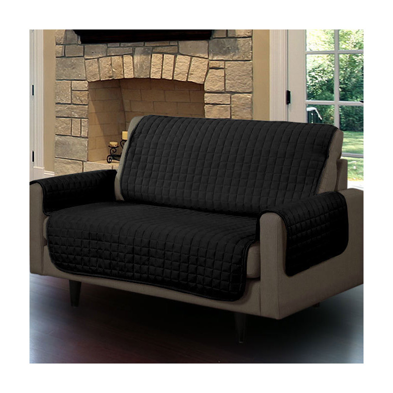 Housse pour causeuse à coussins carrés/rectangulaires suédé, Microfibre noire