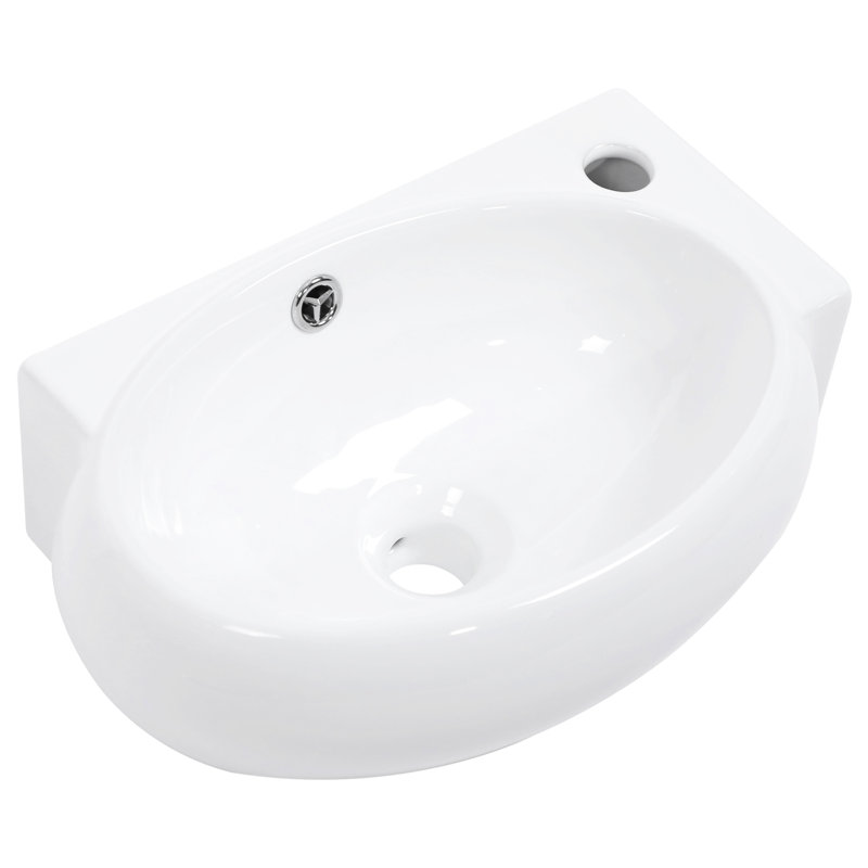 16X11 Inch Bathroom Sink, Ceramic, Wall Mount, White, Stain , White Ceramic 16.5L" X 11"W, Mounted, To Stains And Impact