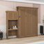 Grand lit escamotable en bois avec tablettes, conception classique à persiennes-204906976