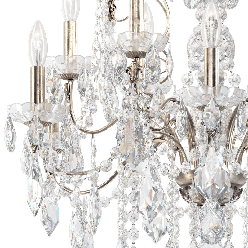 Century 12 - Light Glass Chandelier, Antique Silver