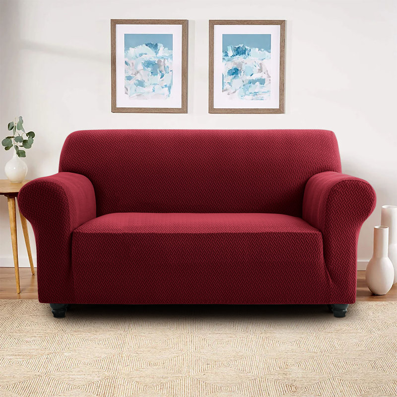 High Quality Stretchable Spandex Sofa Cover , 2 Seater, Burgundy
