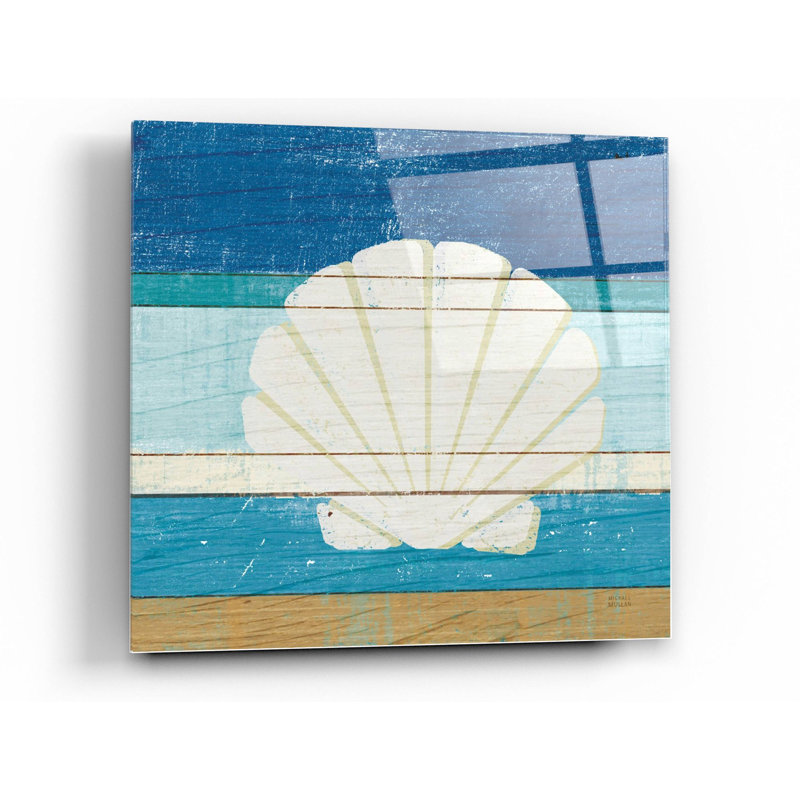 «Beachscape Shell v2» par Michael Mullan, art mural en verre acrylique, H 36 po x l 36 po