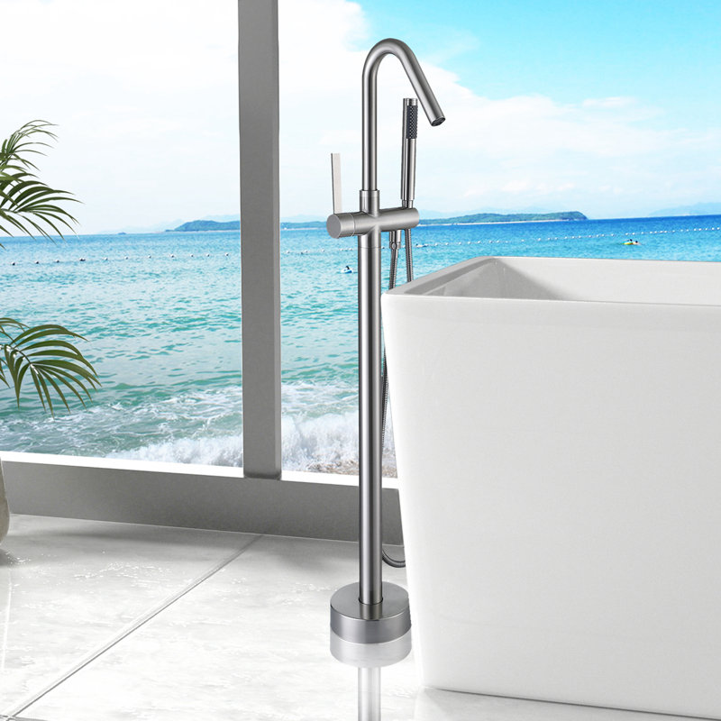 Freestanding Tub Filler with Diverter, Brushed Nickel