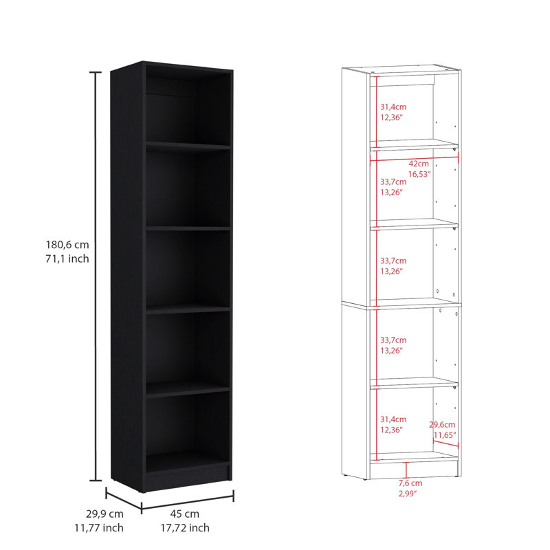 Amalgamation Black Living Room 3: 4 tablettes minces, 2 portes pour différents espaces de rangement