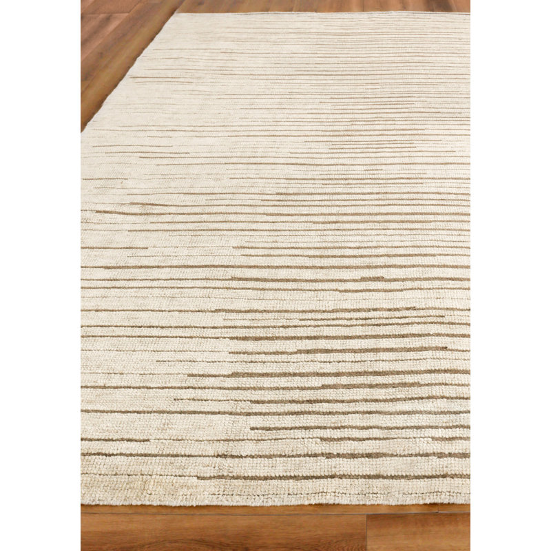 Eaton Hand-Knotted Area Rug in Beige, Rectangle 14' x 18'