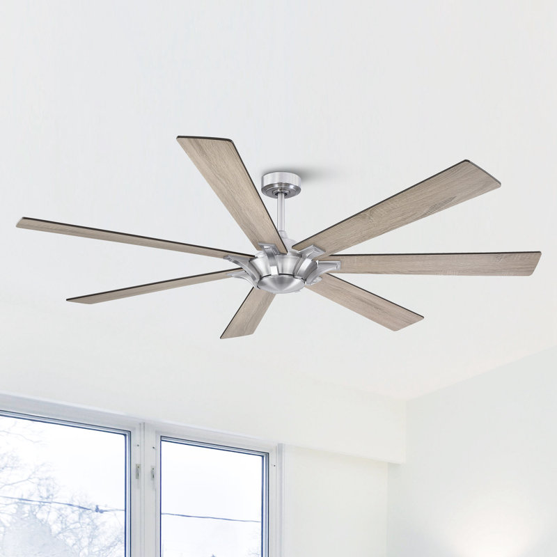 72" 7 - Blade Windmill Large Ceiling Fan without Lights with Remote Control, Brown