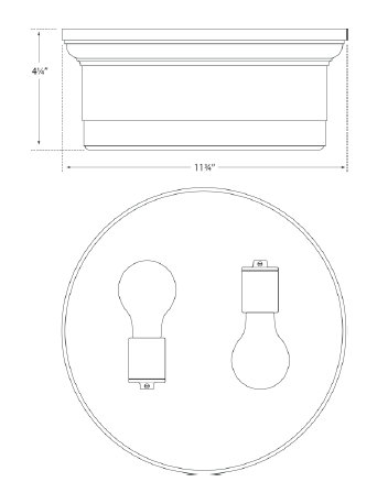 Siena 2 - Light Flush Mount, Hand-Rubbed Antique Brass, 4.5" H x 12" W x 12" D
