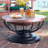 Hammered Copper Fire Pit With Copper Lid and Mesh Spark Guard (Converts to Table)