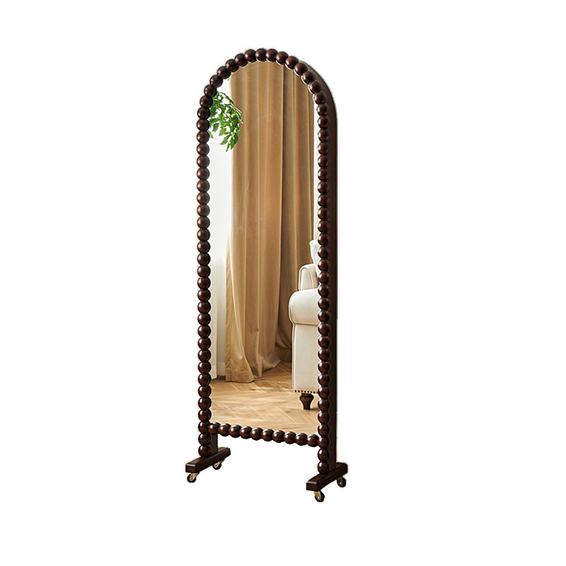 Retro Style Rotating Mirror with Integrated Storage Rack