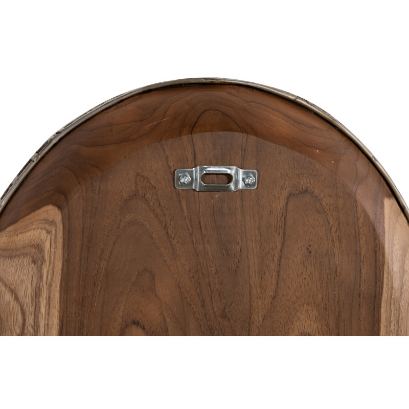 Teak Wood Bowl Wall Art, Metallurgy Edge, 12" H x 12" W x 2" D