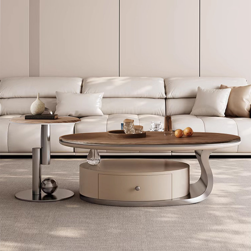 Table basse ovale de luxe, H 16,5 po x L 55,1 po x l 31,5 po