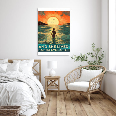 «Ocean And She Lived Happily», reproduction d'art rectangulaire sur toile tendue 1 pièce