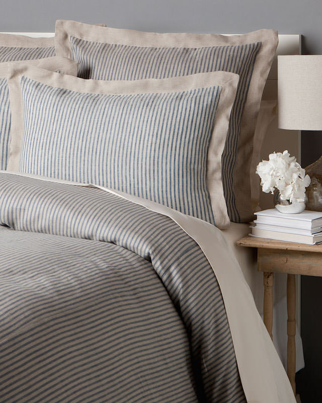 Ernadette Linen Shams, King, Steel Blue