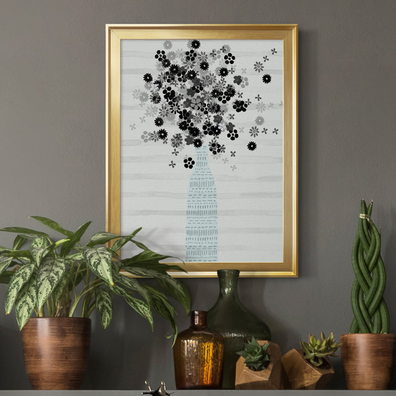 Bouquet de noir et blanc - cadre photo, impression sur toile, Or, H 22,5 po x l 30,5 po x P 1,5 po