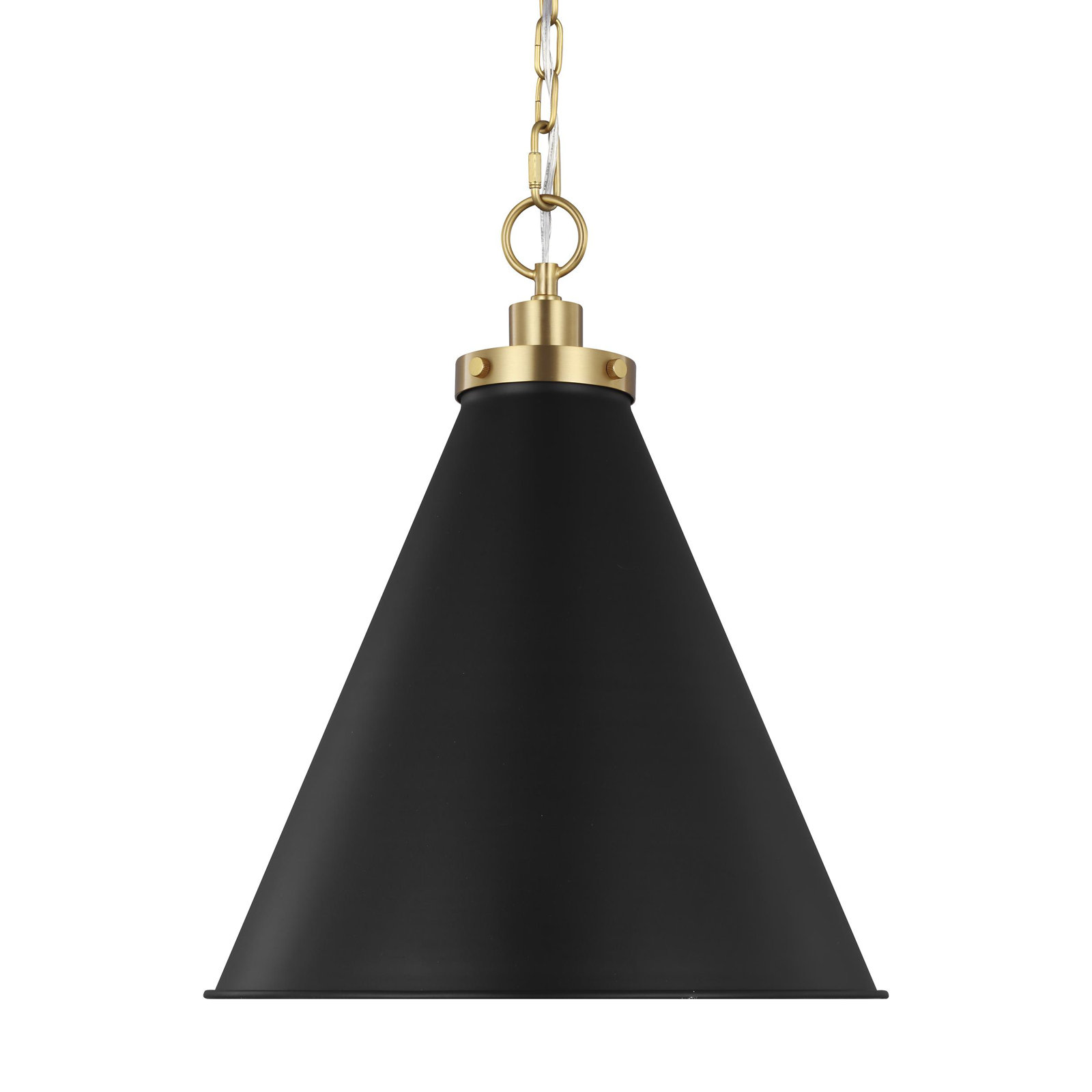 Arnell Single Light Metal Dimmable Pendant, Burnished Brass, Midnight Black, 19" H x 15.625" W x 15.625" D