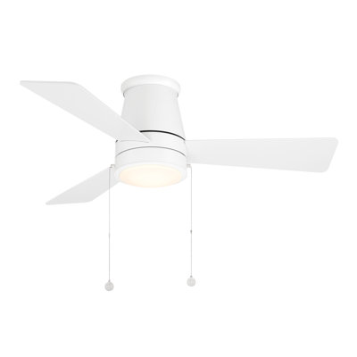 Hug 44" 3-Blade Pull Chain Flush Mount Ceiling Fan With 2700K-3000K-4000K-5000K Selectable LED Light Kit