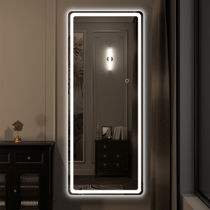 Gizzelle Modern & Contemporary Lighted Full-Length Mirror with 3-Year Warranty, 44" x 16", White
