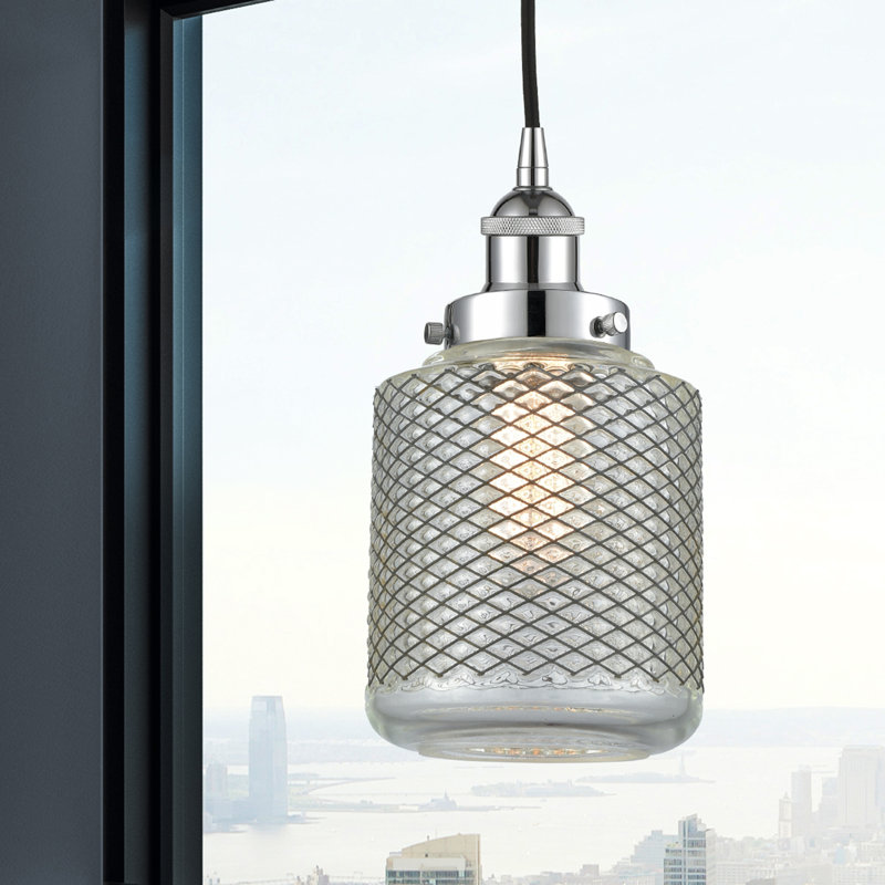Luminaire suspendu cylindrique à 1 lumière Iyana, Chrome poli