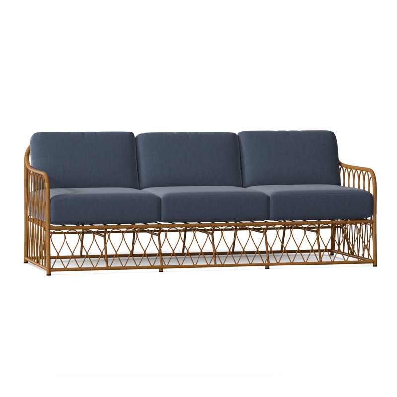Cane Outdoor 3 - Seat Patio Sofa, Spectrum Denim Sunbrella® Plainweave