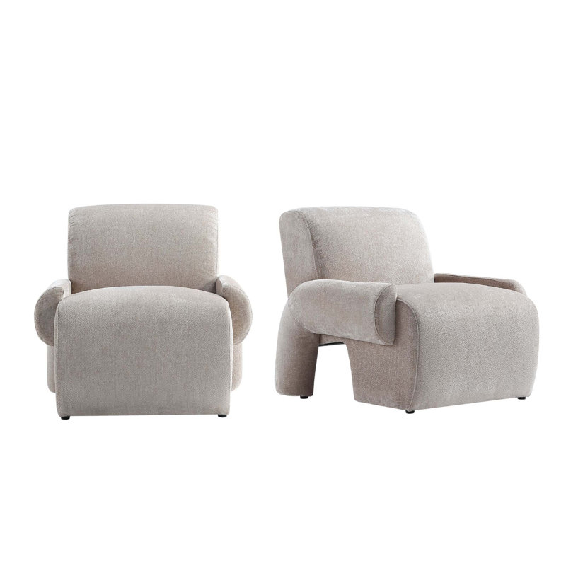 Chaise d'appoint rembourrée en chenille Verandah, Chenille beige Rosaleena