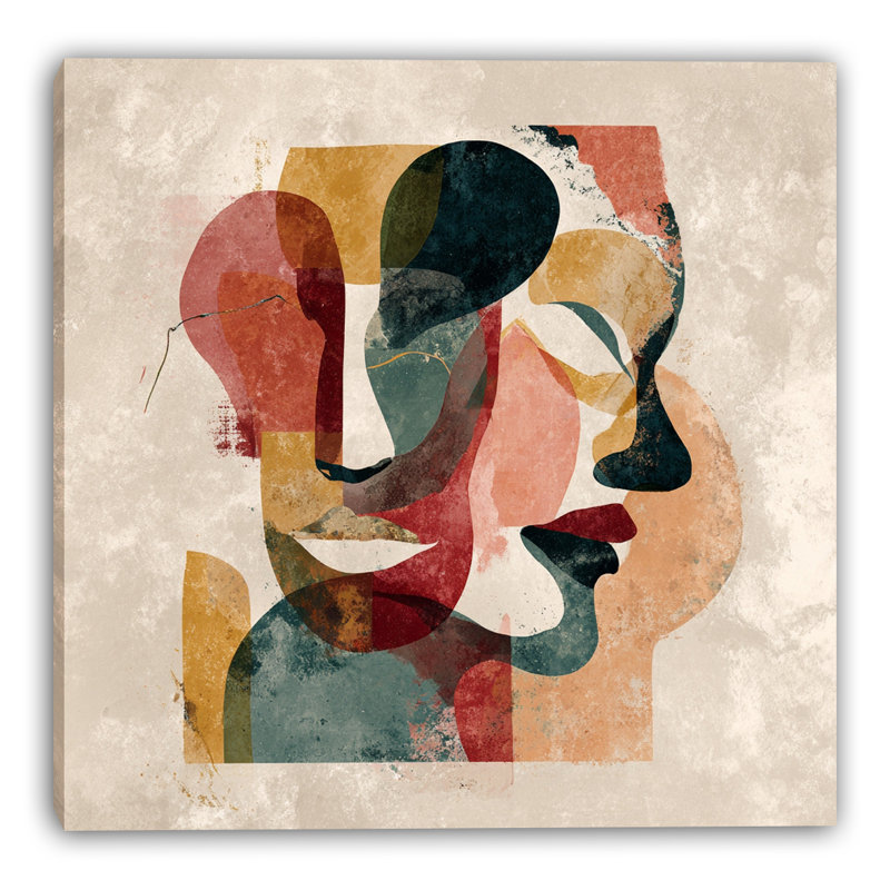 Art mural cubiste sur toile tendue, L 30 po x H 30 po x P 1,5 po
