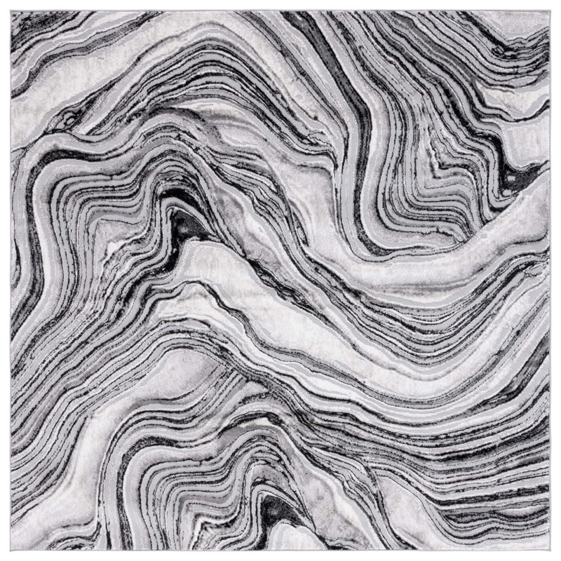 Meadow 500 Performance Abstract Rug, Square 6'7"