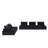 Aveline 120"W Black Velvet 5 Pc Sectional Sofa-1506060422-1506060417