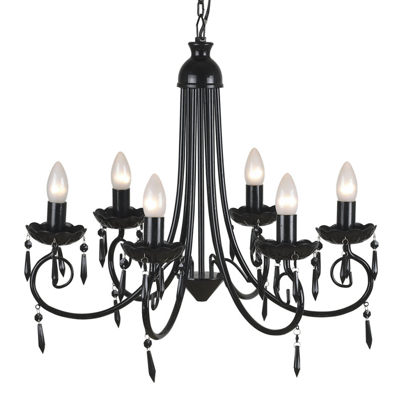 6 - Light Chandelier, Black