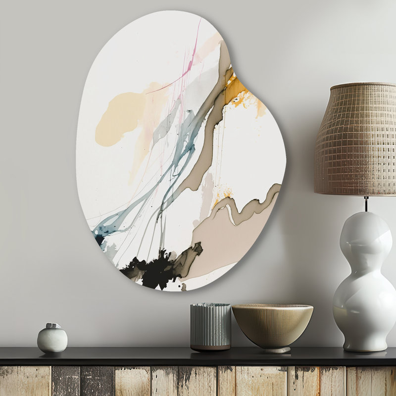 Behnke - Art mural abstrait en forme de poire encre liquide liquide, H 30 po x l 22 po