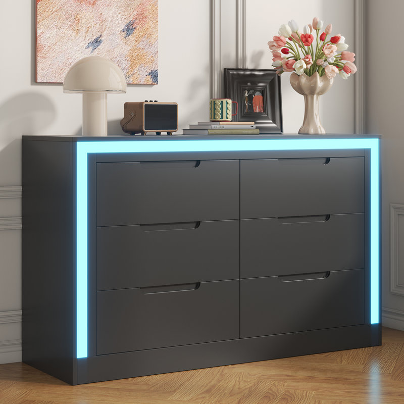 Commode à six tiroirs, Noir