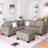 Sectional Corner Sofa L-Shape Couch Space Saving With Storage Ottoman & Cup Holders Design For Large Space Dorm Apartment-926361444