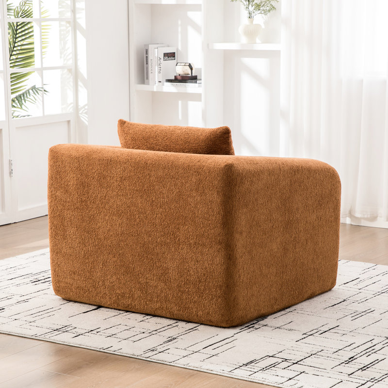 Lit simple convertible orange avec accoudoirs et fond imperméable pour la vie en appartement antidérapant en chenille