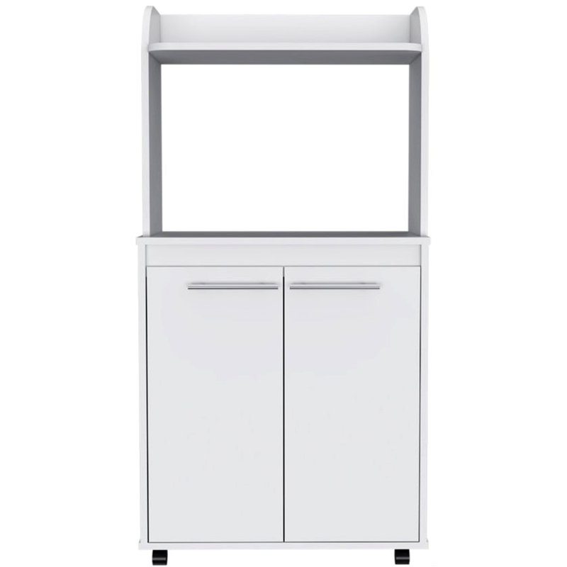 Kitchen Kart, Double Door Cabinet, One Open Shelf, Two Interior Shelves