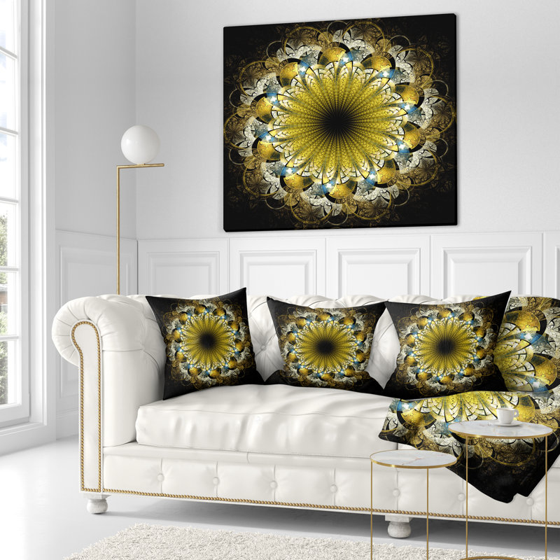  Coussin abstrait fleur fractale, 16 po x 1 po, Coussin décoratif