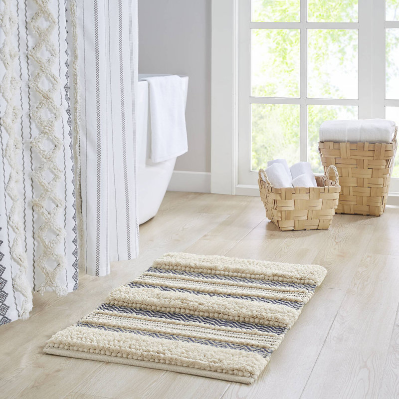 Tapis pour salle de bain Asher, L 32 po x l 20 po, Marine
