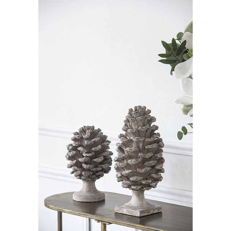 Ensemble de 2 décorations de table pomme de pin, petit: P 7 po x 10,5 po, grand: P 7 po x 14 po