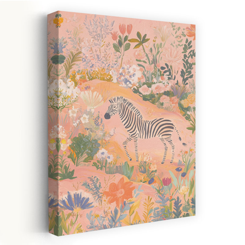 «Whimsical Zebra Garden Abstract Zebra Flower Landscape», reproduction d'art mural, H 48 po x l 32 po