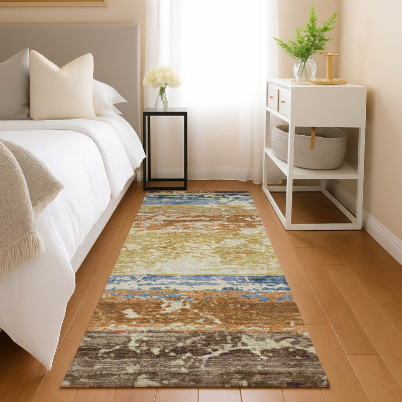 Machine Washable Indoor/Outdoor Lanphear ACN2398 Stripes Rug, Runner 2'3" x 7'6"