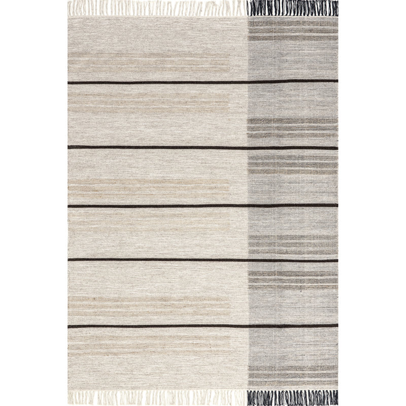 Tapis rayé en jute pour la salle à manger Mobash, Rectangle 4 pi x 6 pi