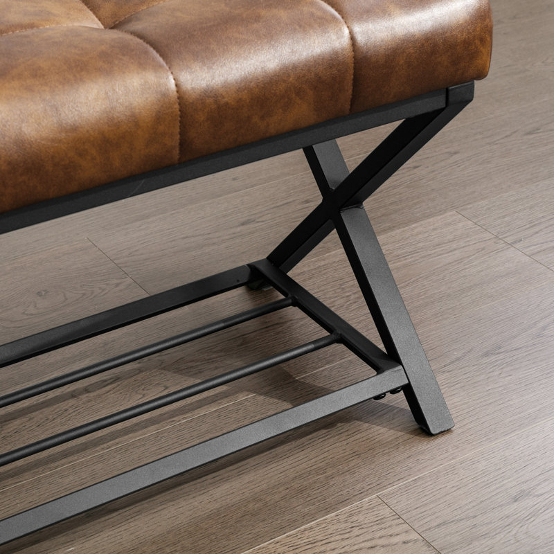 Banc rembourré avec rangement pour chaussures Richia, Brun jaunâtre