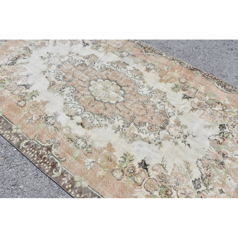 Tapis turc rétro fait à la main avec des motifs floraux éclatants pour les grands espaces de salon brun / beige