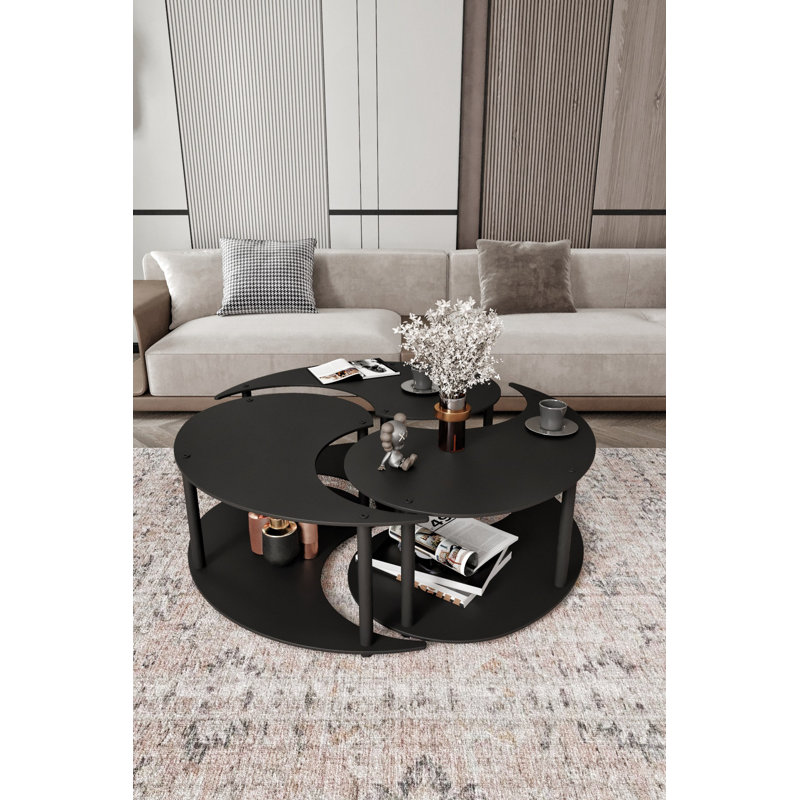 Ensemble de tables basses, H 27,51 po x L 27,51 po x l 14,93 po, Noir, noir, noir, noir